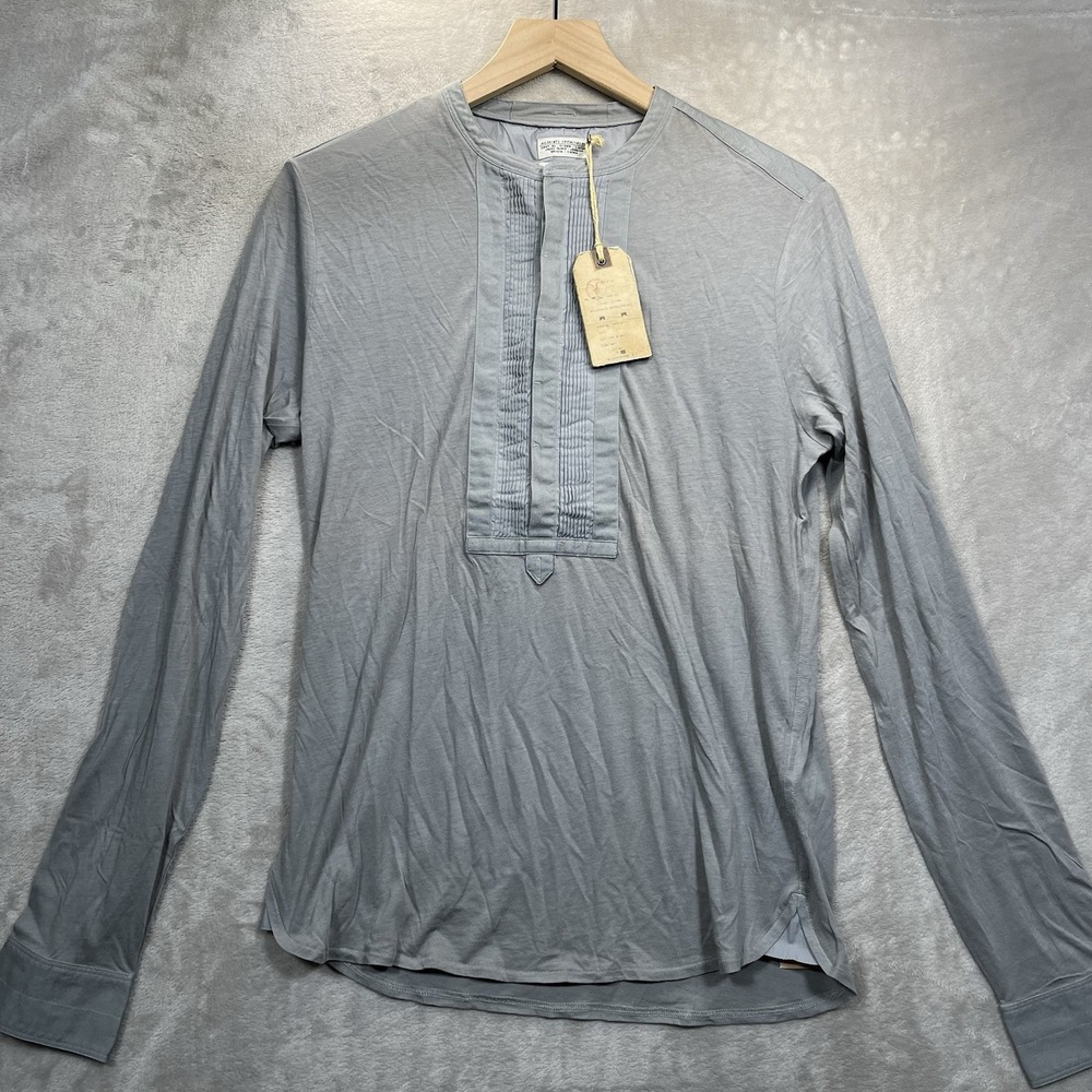 AllSaints Spitalfields Shirt Mens S Gray Henley Long Sleeve Tee